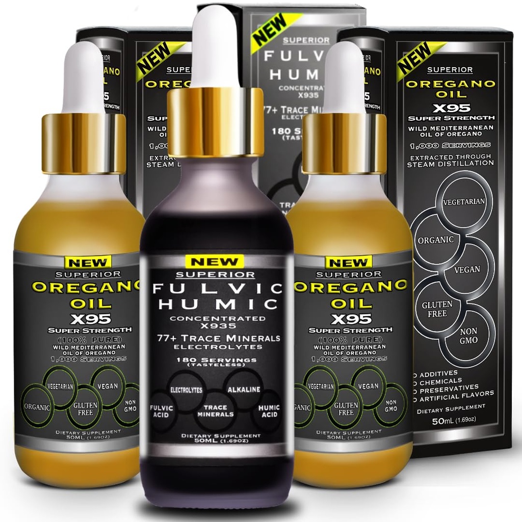 Fulvic Humic Acid Ionic Trace Minerals with Electrolytes Liquid Supplement Plus Oregano Oil Drops Super Strength Meer Veelzijdig dan Olie van Oregano Softgels en Capsules