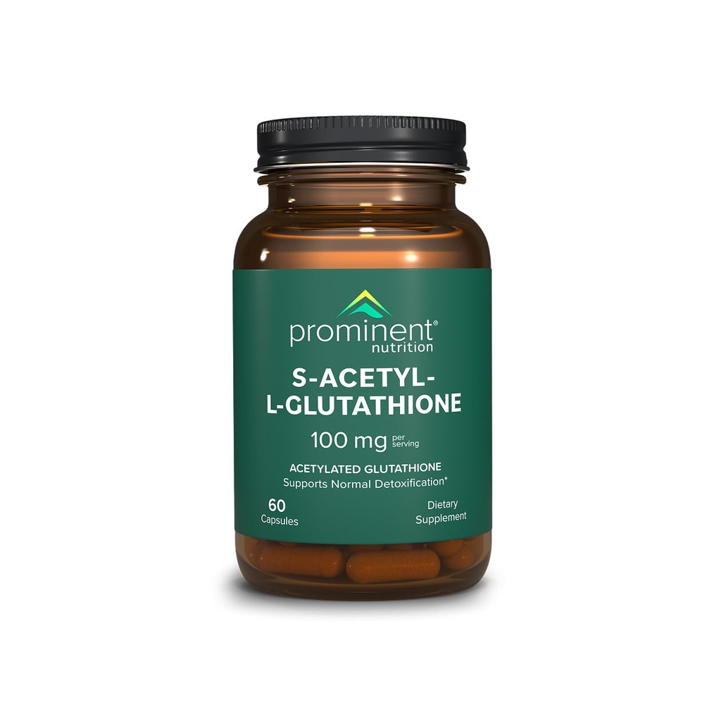 Prominent Nutrition S-Acetyl L-Glutathione Supplement - Klinisch onderzocht Emothion Geacetyleerd Glutathion voor normale leverontgifting Ondersteuning & Optimal Antioxidant Effect, Vegan - 1 Pack