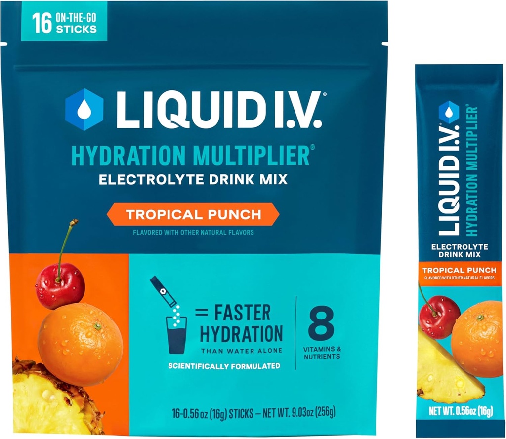 Liquid I.V.® Hydratation Multiplier® - Tropical Punch - Packs de poudre d'hydratation (paquet de 12)