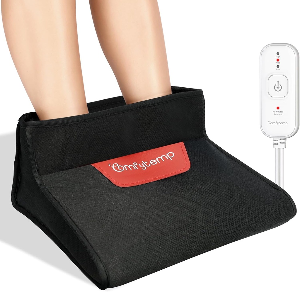 Comfytemp elektrische verwarmde voetwarmer voor mannen en vrouwen,3D voetverwarming pad voor koude voeten enkels verlichting, droge warmte voeten Sanua onder bureau 45Auto uit met 3 warmte, Office Home Winter