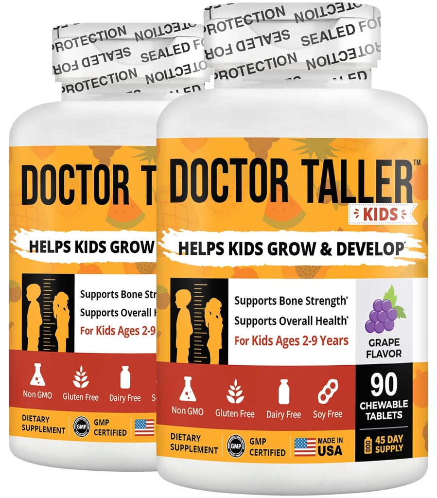 NuBest Doctor Taller Kids - Kids Multivitamines, Peuter Vitamines - Ondersteuning bot sterkte, verbeterde immuniteit met Calcium, Multivitamines voor de leeftijden 2 tot 9 - Grape Flavor - 90 Kauwtabletten 2