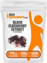 BulkSupplements.com Vlierbes Extract Poeder - Vlierbessen afkomstig van zwarte vlierbessen, Immune Support Supplement - Glutenvrij - 175mg per portie, 250g (8.8 oz) (pakket van 1)