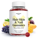 Haarhuid en Nagels Vitaminen, 6000 mcg Biotin Gummies w/Collagen, Passie Fruit Gearomatiseerde Haar Vitaminen, Gluten Gratis Collageen Supplementen (60 Tellen)