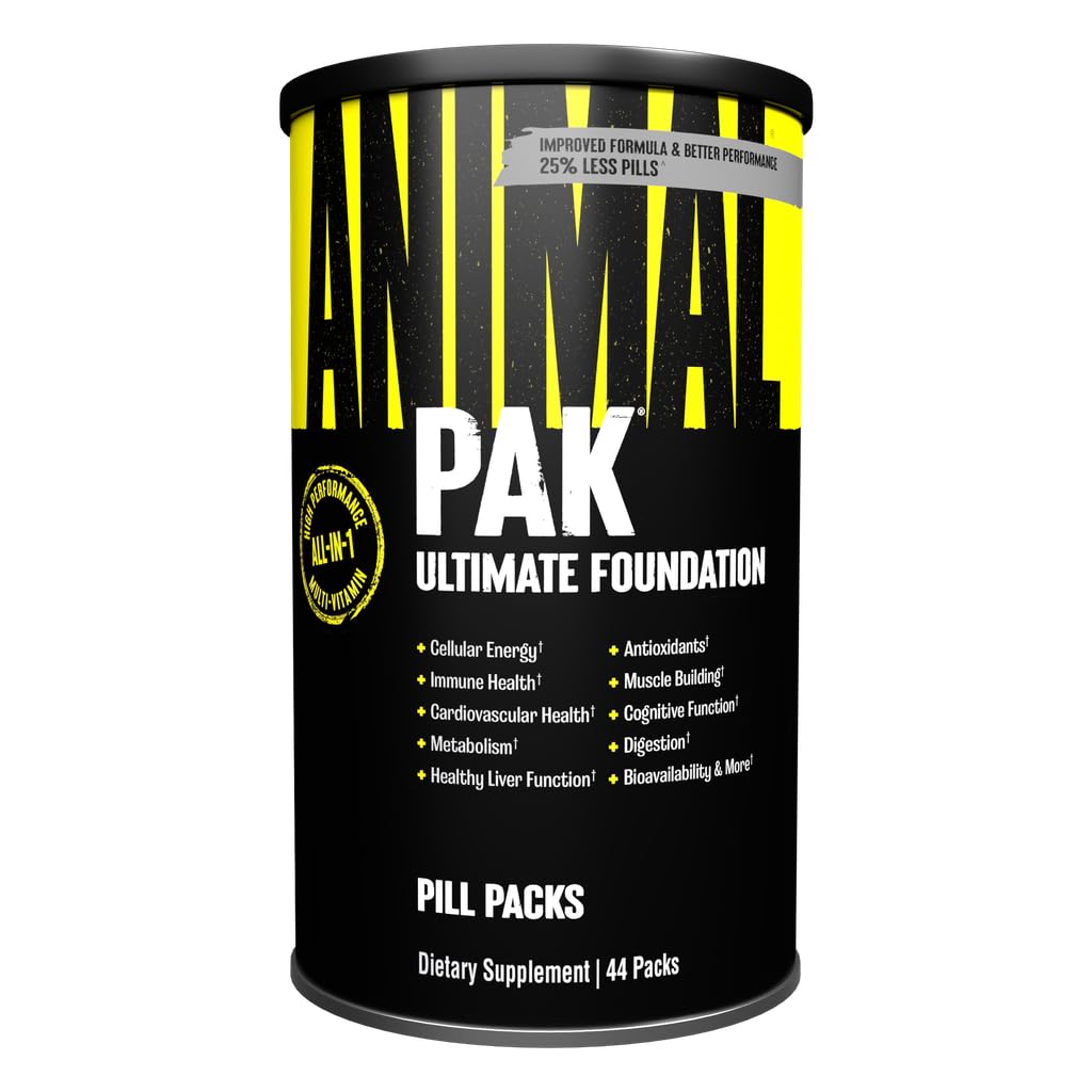 Pak animal - Multivitamines pratiques pour les hommes et les femmes Conditionnement quotidien de vitamines et suppléments - Zinc, vitamines C, B, D, acides aminés et immunosupport - Performance nutritionnelle sportive - 44 Compte
