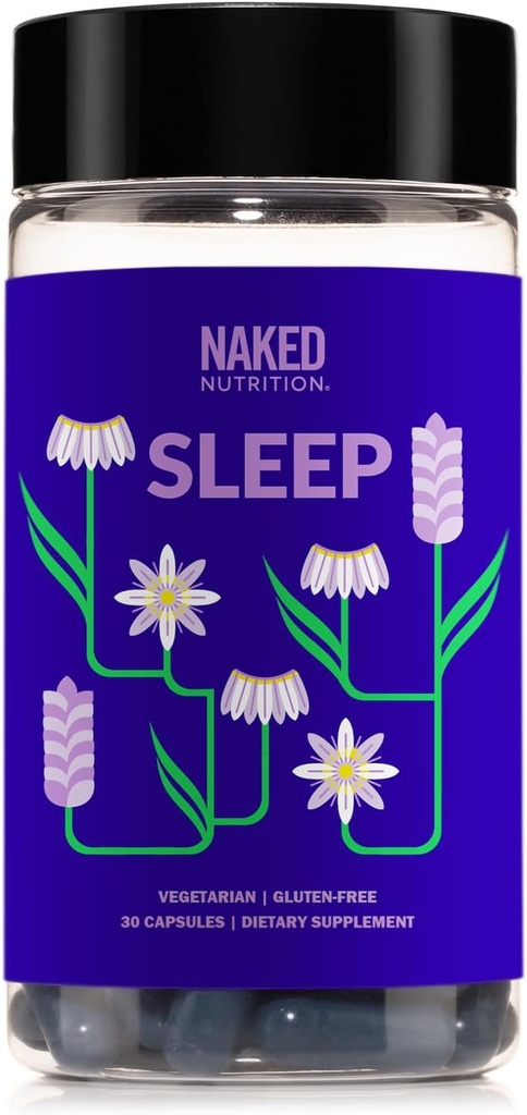 Naaktslaap - GABA L Theanine Natuurlijke Slaaphulp - Lemon Balm, Lavender, en Melatonine voor verbeterde ontspannen en slapen kwaliteit - Gluten-vrij en vegetarisch - 30 Capsules