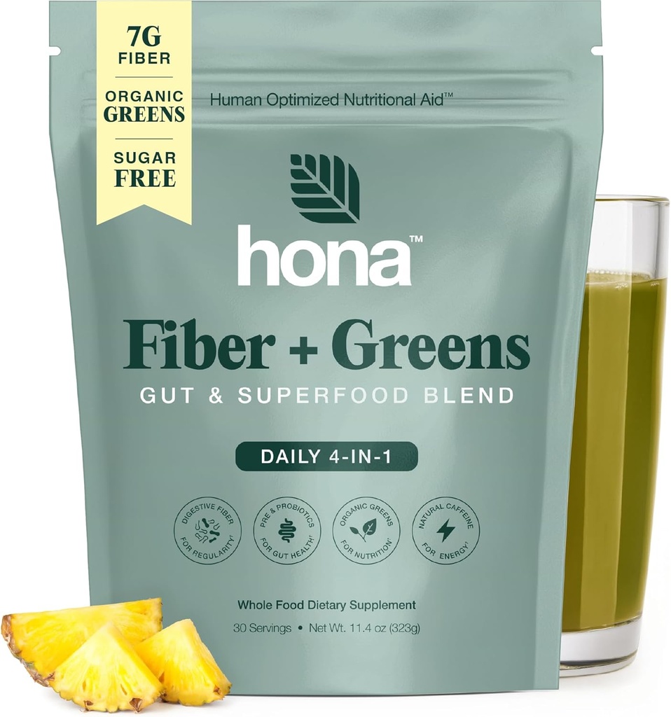 Gut & Superfood Blend, Greens Powder with Prebiotics, Probiotics, Fiber & Natural Cafeine, Glutenvrij, Suikervrij, Zuivelvrij, Veganistisch Niet GGO Groenen Superfood Powder, 30 Srvgs
