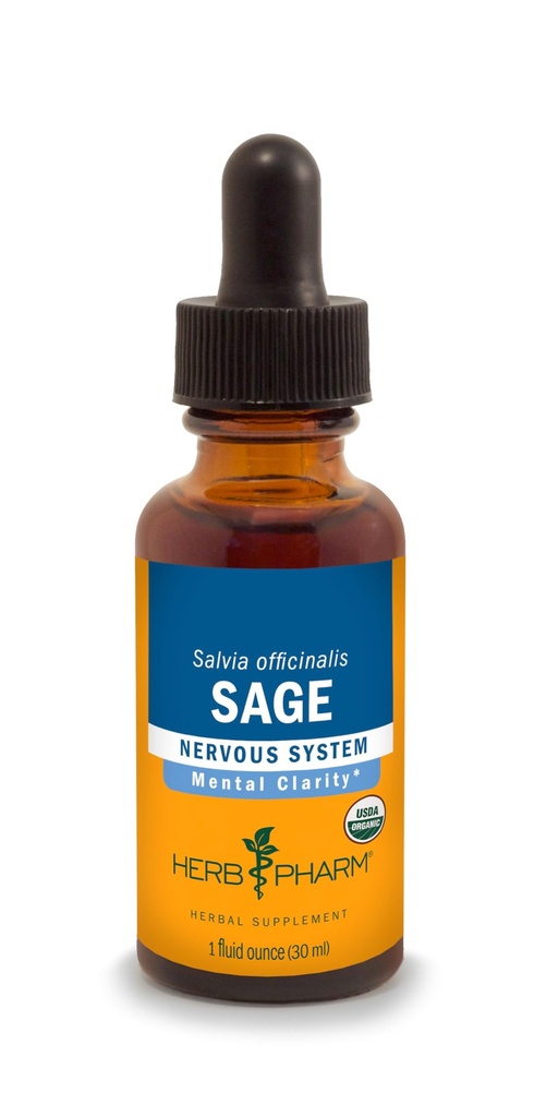 Herb Pharm Certified Biologische Salie Liquid Extract voor geestelijke helderheid ondersteuning - 1 Ounce