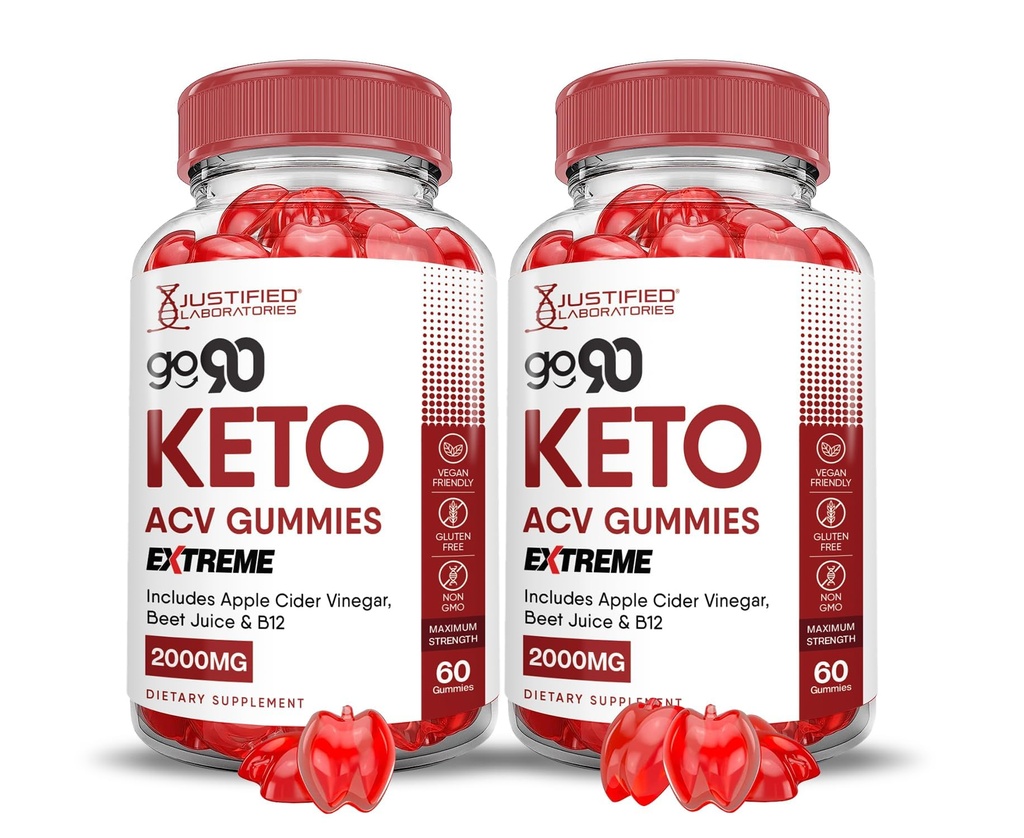 Justified Laboratories (2 Pack Go 90 Keto ACV Gummies Extreme 2000MG Go90 Keto Gummies Apple Cider Vinegar Geformuleerd met Granaatappel Beet Sap Poeder B12 Vegan Non GMO 120 Gummys