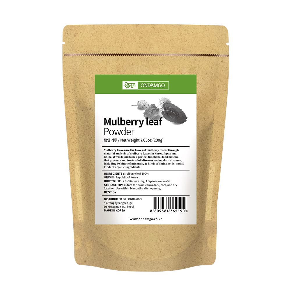 Poudre de feuille de mûre coréenne 200g Super supplément alimentaire Herb 7.05 Fl Oz Fibres naturelles pour smoothie, boissons, végétalien amical (poudre de feuille de mûre)