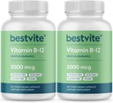 BESTVITE Vitamine B12 (Methylcobalamine) 2000mcg (480 Vegetarische Capsules)(2 x 240) (Methyl B12) - No Stearates - Vegan - Non GMO - Glutenvrij