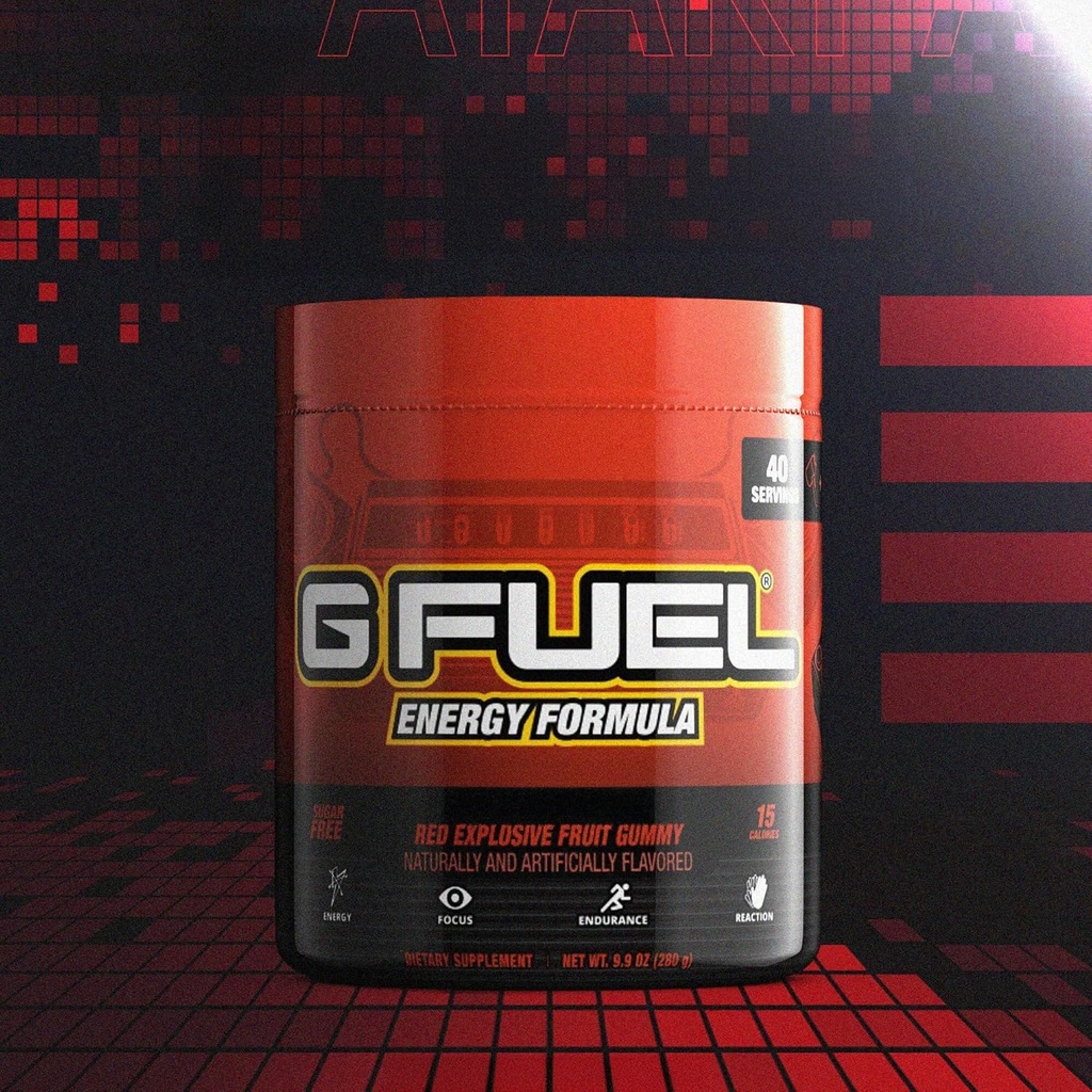 G Fuel 2600+TM Energy Drink Powder, Pre Workout Cafeïne Mix voor Gaming, Suikervrije Focus Amino, Vitamine + Antioxidanten, 9.9oz (Red Explosieve Fruit Gummy, 40 Servers)