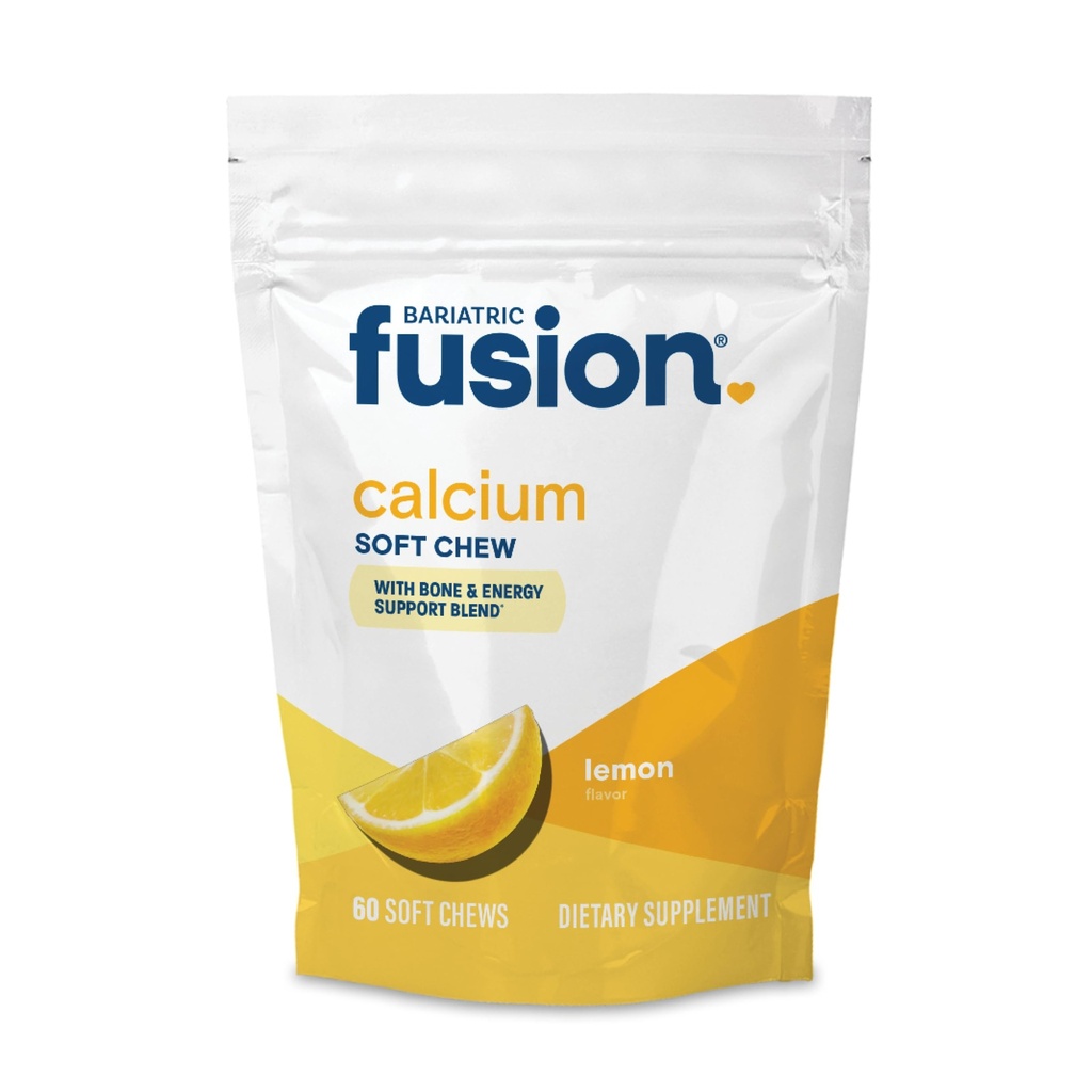 Fusion bariatrique Supplément calcium bariatrique Chews (Citrate de calcium avec vitamine D3 Vitamine bariatrique) Sucre libre Chewable (500mg) Lemon (60) Compte