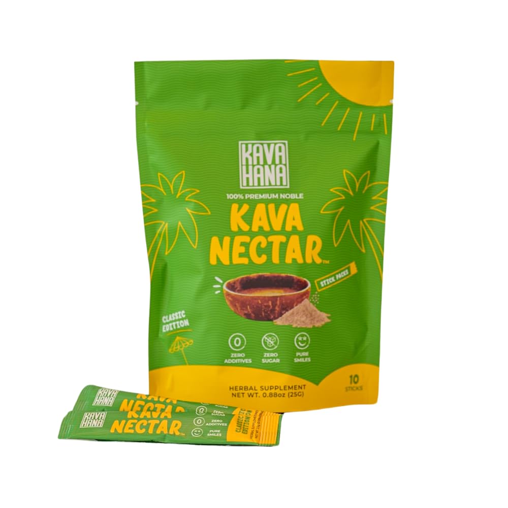Kavahana Kava Nectar Classic Ceremonial Grade Noble Kava Nectar Powder Stick Packs – favorise l'élévation sociale, la relaxation et le soutien du stress, Kava immédiatement séché Kava Juice