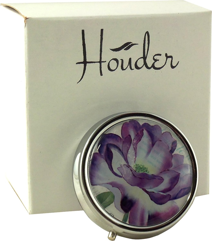 Design pilsdoos van Houder - Decoratieve pilsdoos met geschenkdoos - Draag je medicijnen in stijl (Paarse bloem)