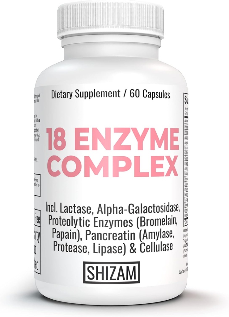 IBS Postbiotica Digestief Enzyme-s w Lactose Alpha-Galactosidase Pancreatc Amylase Lipase Protease Cellulase Bromelaine Papain 