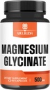 Supplément de glycinate de magnésium avec 20% purifié - 500mg pour la santé du cerveau, la santé des os, la production d'énergie, l'humeur confortable et le muscle - 90 Capsules - fournir 100mg de magnésium élémentaire