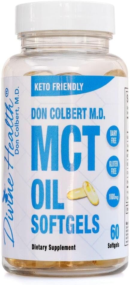 Dr Colbert, MD MCT Oil Softgels de Keto Zone & Divine Health de 1000mg de noix de coco biologiques de 60 Softgels