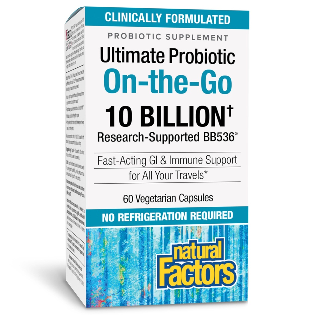 Facteurs naturels, VoyageBiotique, soutient la santé des colonies et des immunes, supplément probiotique stable de la plate-forme, 10 milliards UFC, végétalien, 60 capsules (60 portions)
