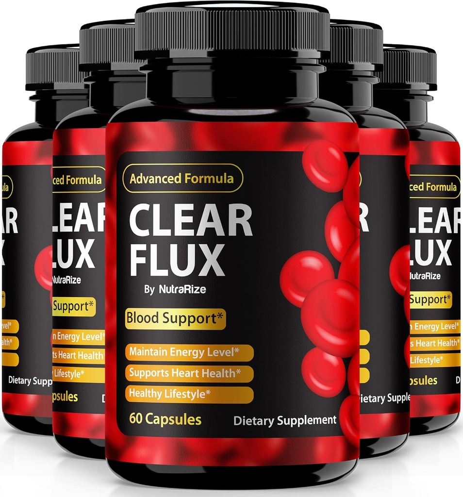 (5 Pack) Heldere Flux Pillen, Officiële ClearFlux Capsules, Natuurlijke Ondersteuning, Premium Ondersteuning voor het handhaven van stabiele niveaus en gezonde Circulatie, Natuurlijke Heldere Flux Health Review (300 Capsules)
