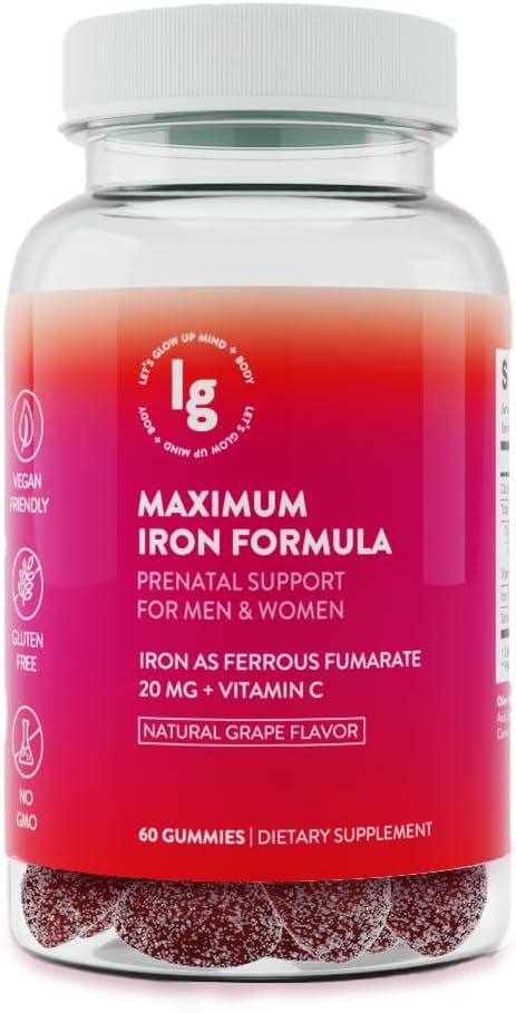 IJzeren Gummies 20 mg Hoge Absorptie Ijzer + Vitamine C, B12 & Folate 