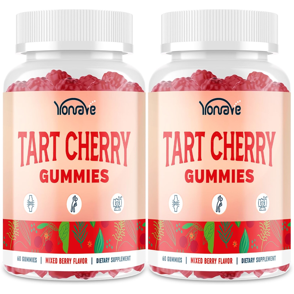 3300mg Gummées de cerise de tart pour le nettoyage de l'acide Urique, le sommeil, le gout, l'articulation et le soutien du rein – Extrait de cerise de tart avec graines de céleri, mélatonine, vitamine C – Détox et antioxydant – Mélange de saveur de baie, 120 Compte