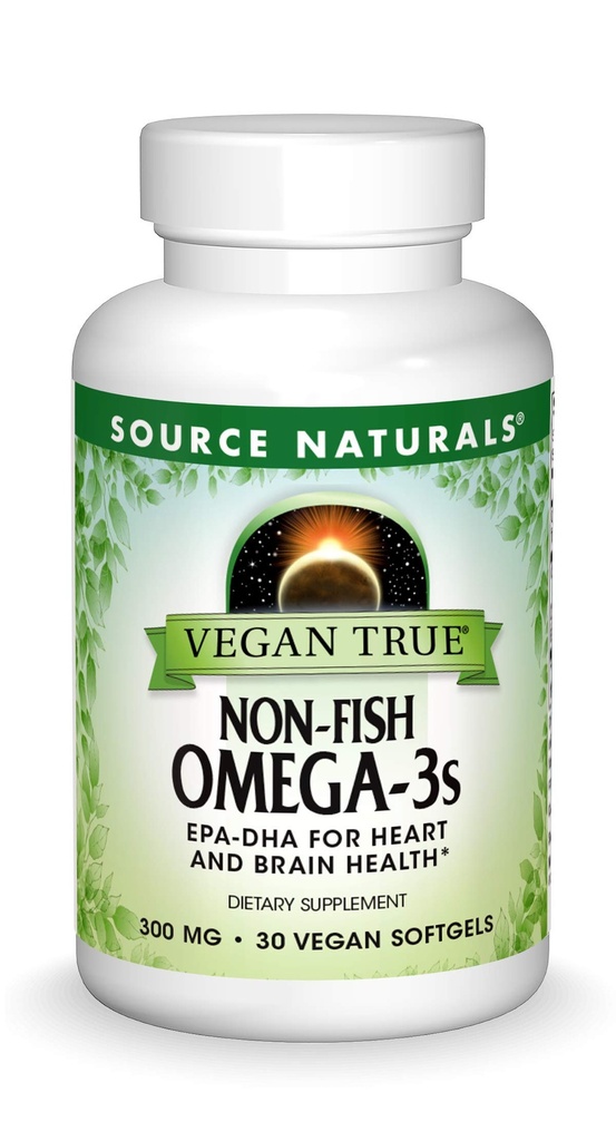 Bron Naturals Vegan True, Non-Fish Omega-3s, EPA-DHA ondersteunt hart en hersenen gezondheid*, 300 mg - 30 Vegan Softgels