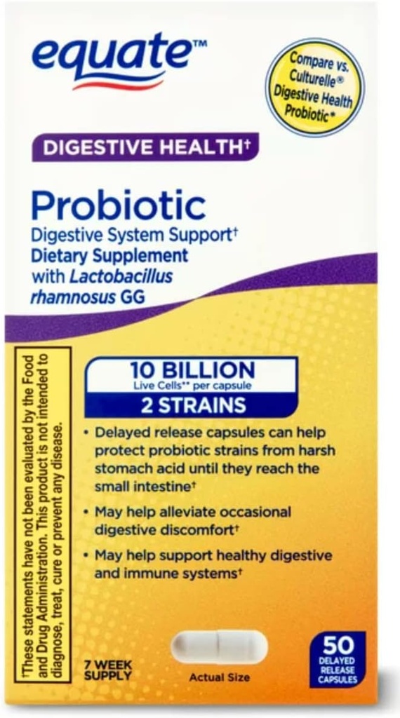 Soutien du système digestif de supplément probiotique de l'Équateur - Soutien général de la santé digestive - Minimise la constipation, la diarrhée, le gaz et le blottis - Capsules de libération différée, 50 Nombre