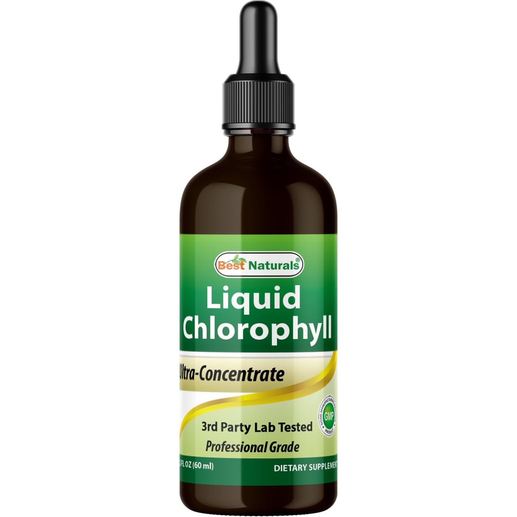 Best Naturals Liquid Chlorofyl Drops - 50 mg - 120 porties per glazen fles - 2 FL OZ