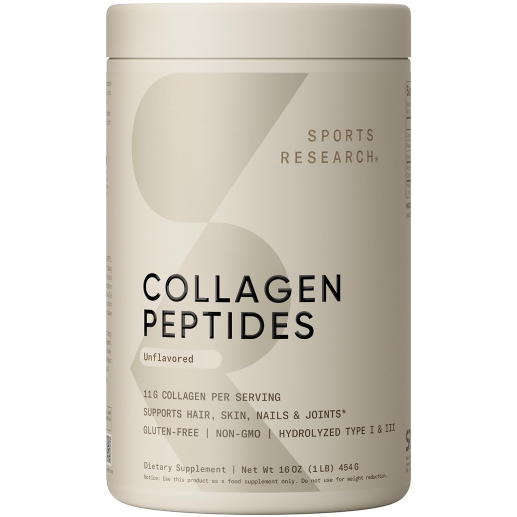 Sportonderzoek Collageen Peptides - Gehydrolyseerd type 1 & 3 Collageen Poeder Proteïne Supplement voor een gezonde huid, nagels, & gewrichten - Easy Mixing Vital Nutriënten & eiwitten, Collageen voor vrouwen & mannen
