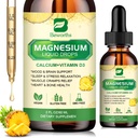 Magnesium Glycinate Complex, Magnesium Liquid Drop met magnesium citraat, Calcium, Kalium, Vitamine D3, Zink - Magnesium Taurate Supplement voor bot, energie, spierondersteuning