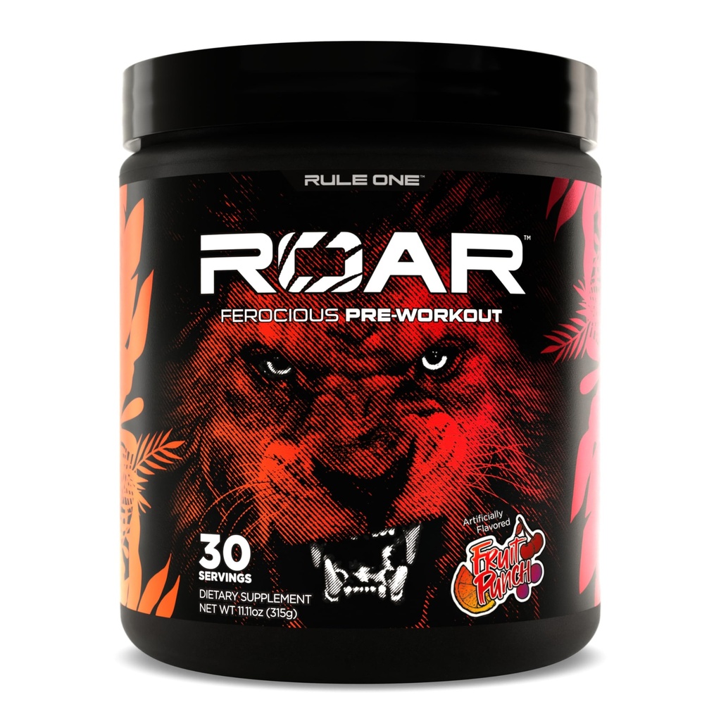 Artikel 1 R1 Roar - Pre-Workout Powder with Creatine, Beta-Alanine, Citrulline, Electrolytes & Cafeïne (30 Servers, Fruit Punch)