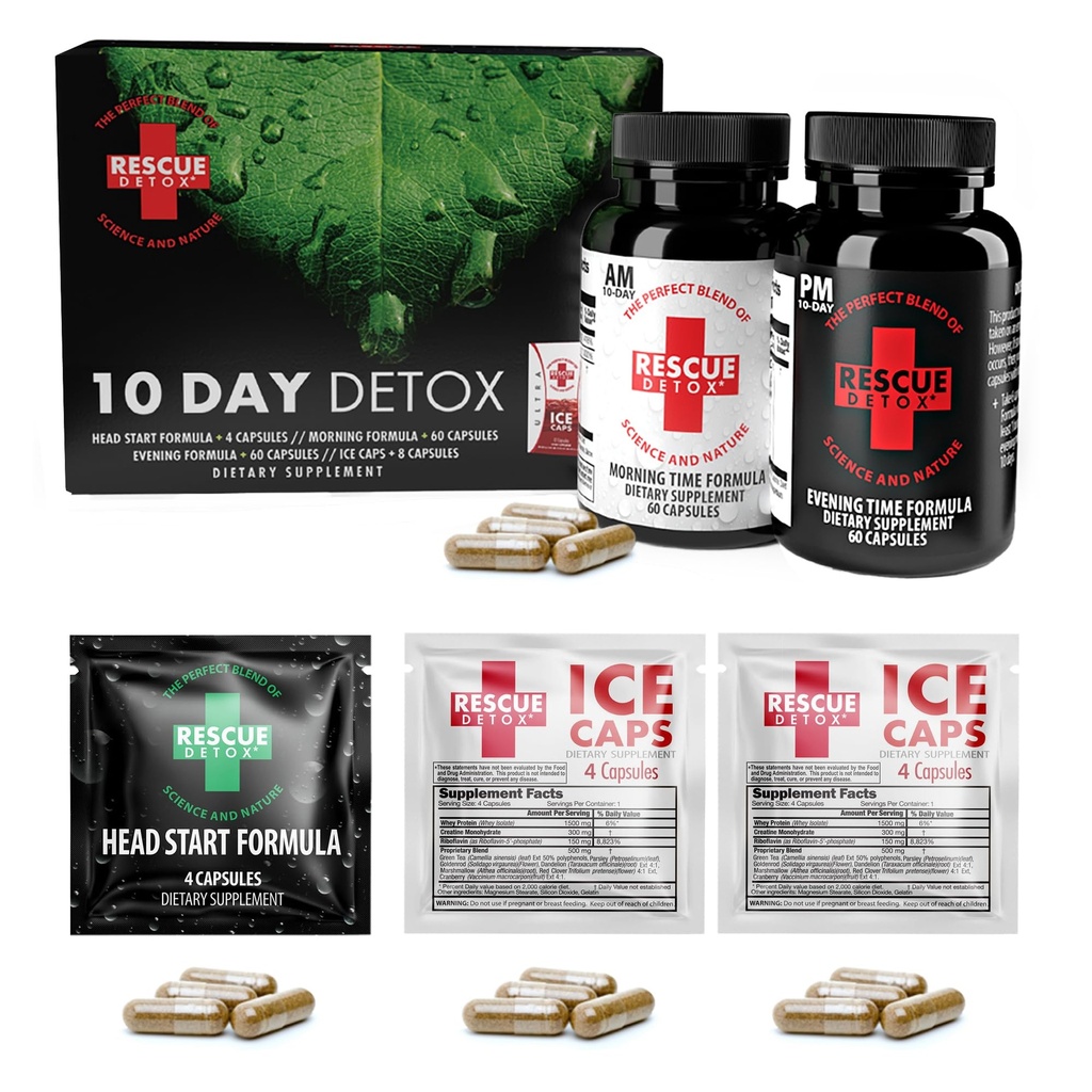 Redding Detox 10 dagen Permanente Detox Kit - 132ct Capsules Uitgebreide volledige body reiniging met Bonus Instant ICE Caps