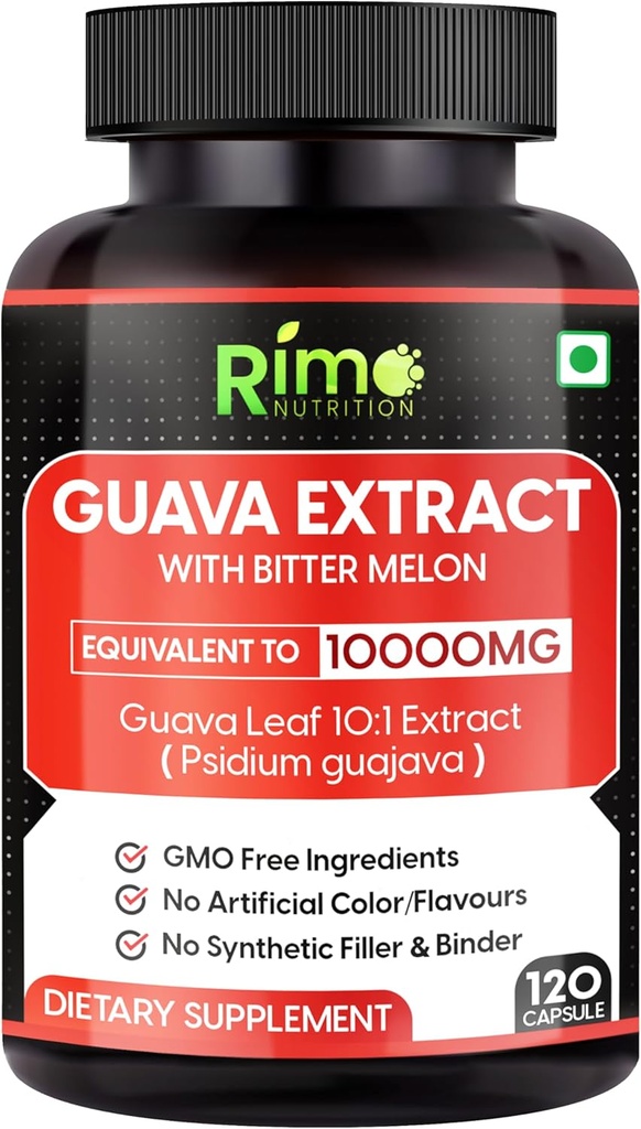 Guava Leaf Extract met Bitter Melon 120 Veg capsules 1000 mg per portie (120 capsules, Guava)