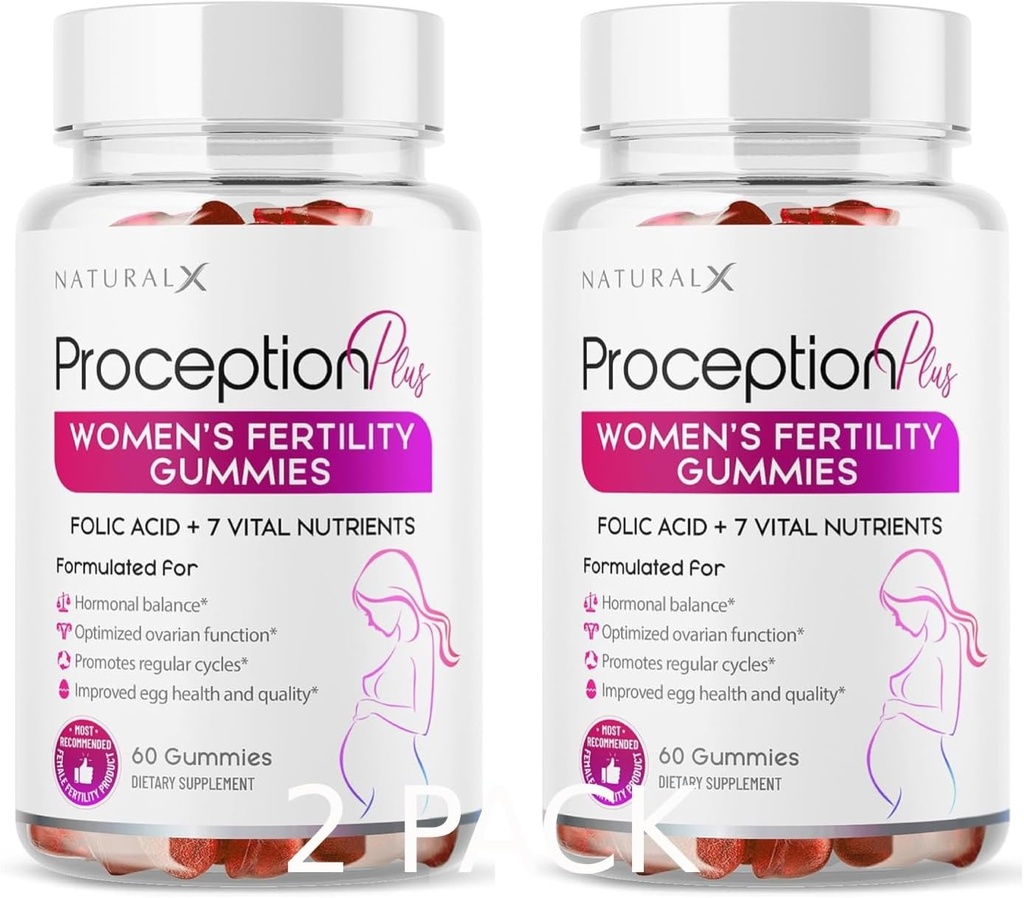Vruchtbaarheid Gummies voor vrouwen - Myo-Inositol, Foliumzuur, Biotine, B Vitamines - Inositol Supplement voor vrouwelijke vruchtbaarheid Ondersteuning, Hormone Balance, Ovulatie, Prenatale Conception (60 Gummies, 2 Pack)