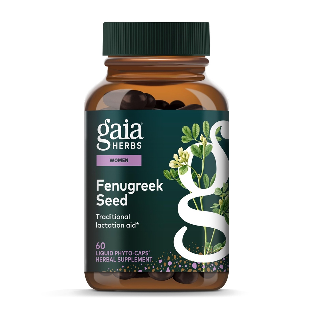 Gaia Kruiden Fenegriek Zaad - Helpt ondersteuning Gezonde Borstvoeding en Borstmelk Productie* - Gemaakt met biologische Fenegriek Zaden - 60 Vegan vloeibare Phyto-Capsules (Up to 15-Day Supply)