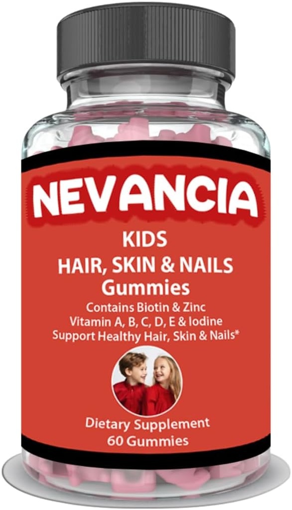 Kinderen Haar, Huid & Nagels Gummies bevatten Biotine, B Vitaminen, Vitamine C, Zink, 60 Heerlijke Gummies, helpen versterken Nagels, groeien gezonder haar, geven kinderen huid een natuurlijke Glow