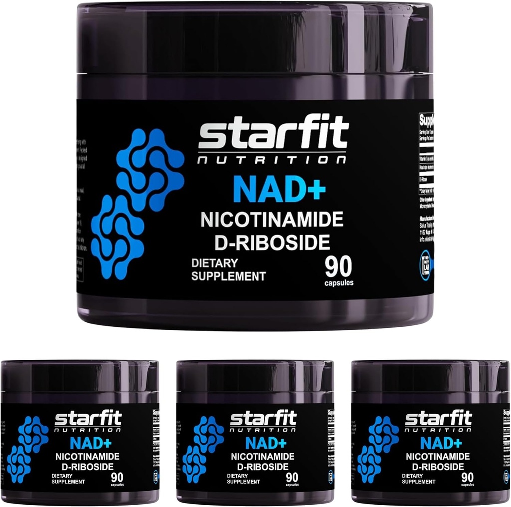 STARFIT - Nicotinamide D-Riboside, Nicotinamide Riboside voor ondersteuning NAD+ Niveaus, Focus en Energie Supplement, Metabolisme ondersteuning Nicotinamide Riboside NAD Supplement, 360 Capsules