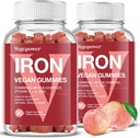 Vegan Iron Gummies Supplement - Multivitamine Supplement met vitamine C, A, B & Zink - Gezondheid Bloed en energie Ondersteuning voor ijzertekort, anemie, geen nasmaak - Peach Flavor(2 Packs)