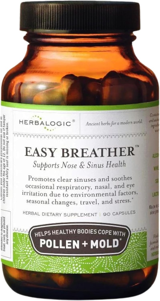 Herbalogic - Easy Breather Herb Capsules - Ondersteunt Neus & Sinus Health - Helpt gezonde lichamen Cope met pollen & Mold - Gebaseerd op de traditionele Chinese Formule Yu Ping Fang San - 90 Cap Count