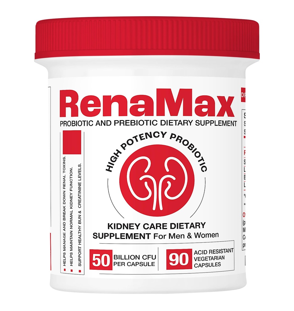 Restaurer le rein de la gélule et supplément pour soins rénaux - Supplément probiotique et prébiotique pour soutenir la fonction rénale normale - 50 milliards d'UFC par gélule - Fabriqué aux États-Unis (90 capsules (1 emballage))