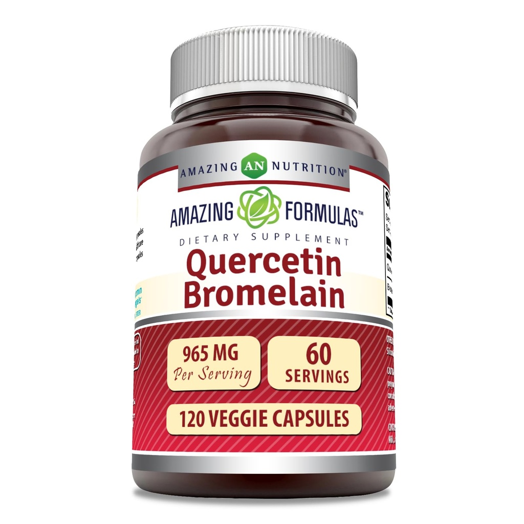 Verbazingwekkende Formules Quercetin 800mg met Bromelain 165mg, 120 Veggie Capsules Supplement 