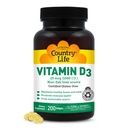Country Life Vitamine D3 1000 IE Zachte Gels, Groot, 200 sg, 200 Tellen