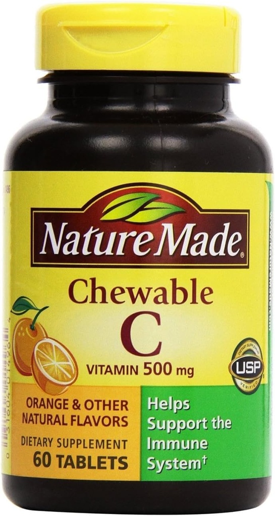 Nature Made - Vitamine C 500 mg, 120 Kauwtabletten (Twin Pack 2 x 60)