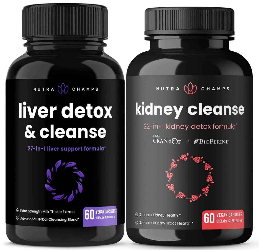 NutraChamps Capsules de nettoyage du foie et capsules de nettoyage du rein