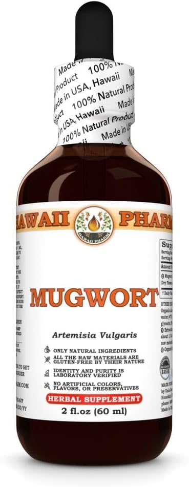 Hawaii Pharm Mugwort Extract, Tinctuur voor Energie Boost, Ondersteunt Ontspanning, Eases Vertering, Bevordert de leverfunctie, Stimuleert bloedcirculatie, Verbetert Slaap - 2 fl.oz