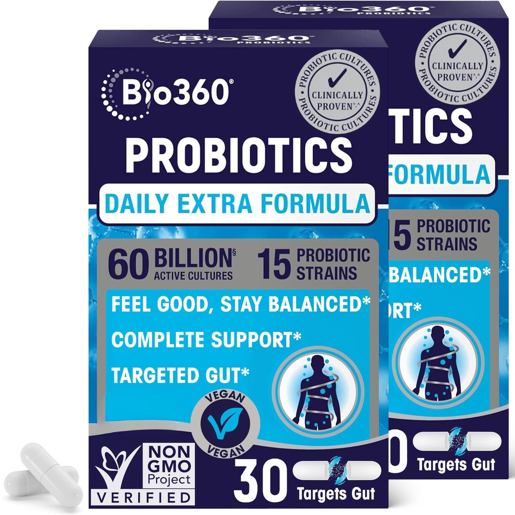 Probiotique extra-fort pour la santé digestive et le soutien immunitaire, 60 milliards de CFU et 15 souches, probiotiques pour la santé de Gut pour les hommes et les femmes soutient la constipation occasionnelle, la diarrhée, le gaz et le ballonnement, 60CT