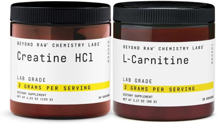 BEYOND RAW Creatine HCL Powder + L-Carnitine Powder Bundle