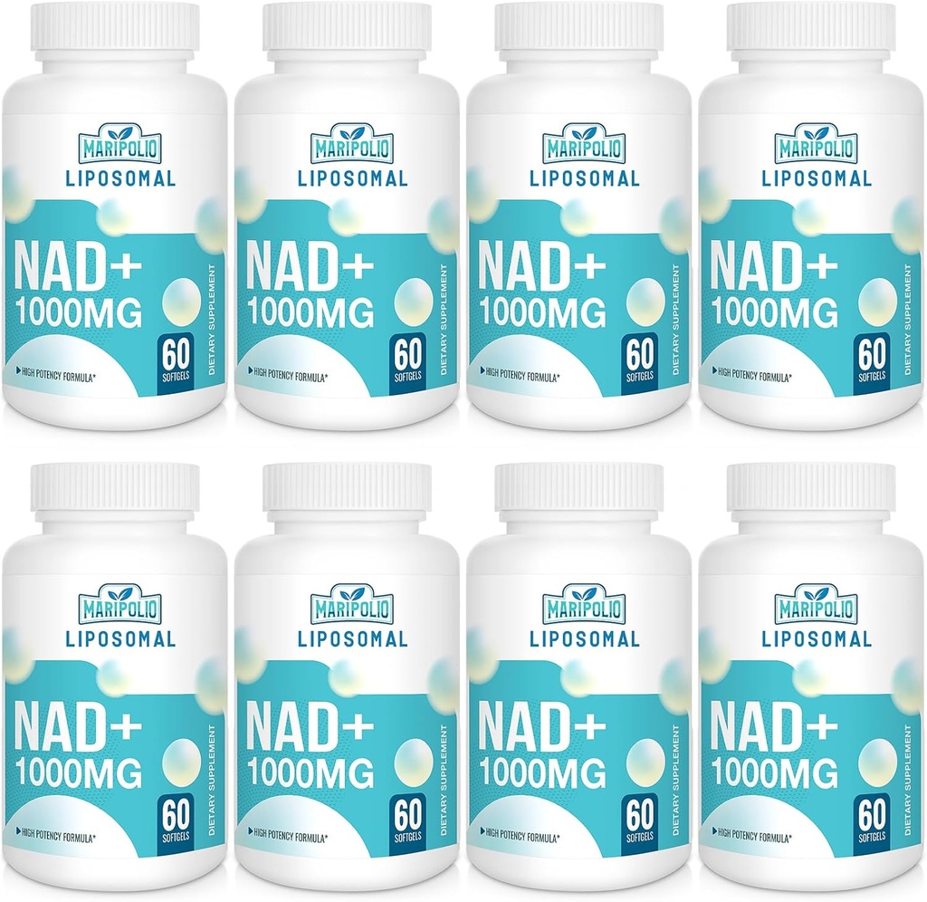 Supplément NAD+ liposomale 1000 mg, le plus élevé NAD Pontecy, Max Absorption Supplément NAD pur, Énergie et ADN, Vieillissement Défense, Fonction Cervelle, 480 Softgels