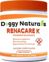RenaCare K is voor Renal K (Potassium Gluconate) Kaliumsupplement Poeder voor honden en katten, (4 oz) met Kip Lever Smaak - 215 Level Scoop (Made is U.S.A)