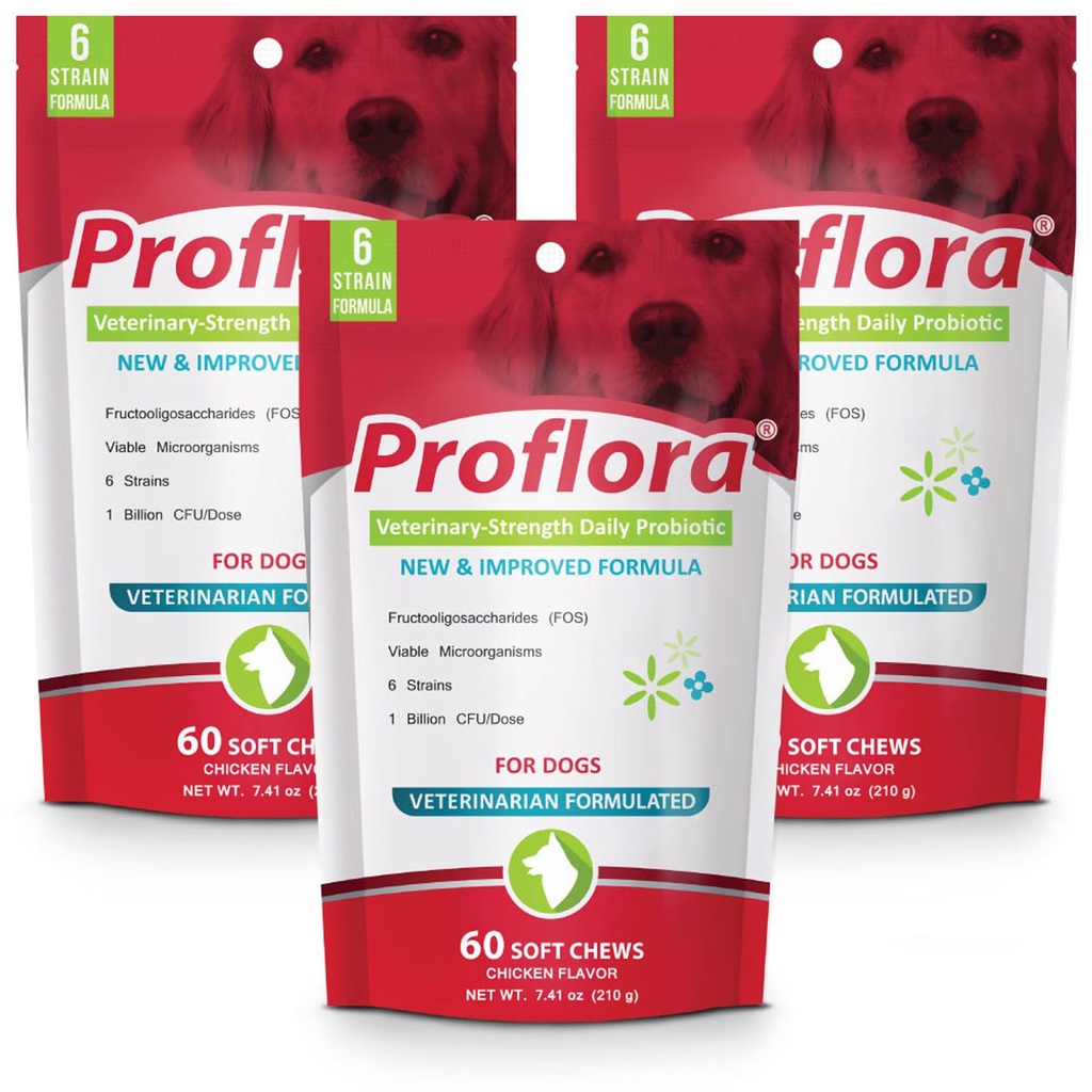 Proflora Probiotic Zachte Kauwen voor honden - Veterinary-Strength Daily Probiotic - Digestie Gezondheid - Boost Immune System - Huid en jas Gezondheid - 180 Zachte Kauwen